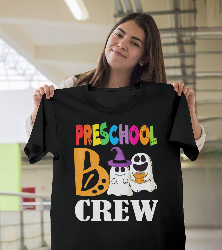 Preschool Boo Crew Smile Ghost Witch Pumpkin T-Shirt
