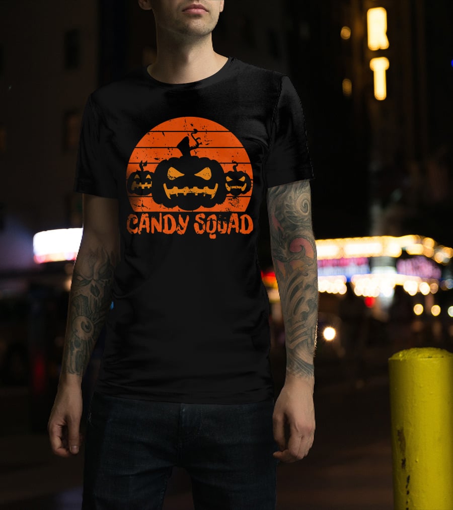 Candy Squad Scary Pumpkin Trick Halloween T-Shirt