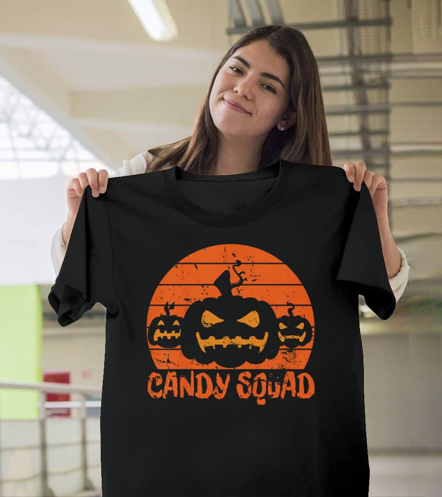 Candy Squad Scary Pumpkin Trick Halloween T-Shirt