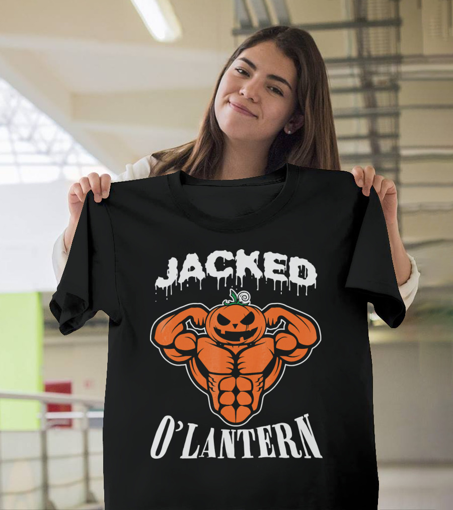 Jacked O'Lantern Cute Smile Pumpkin Strong Gymer T-Shirt