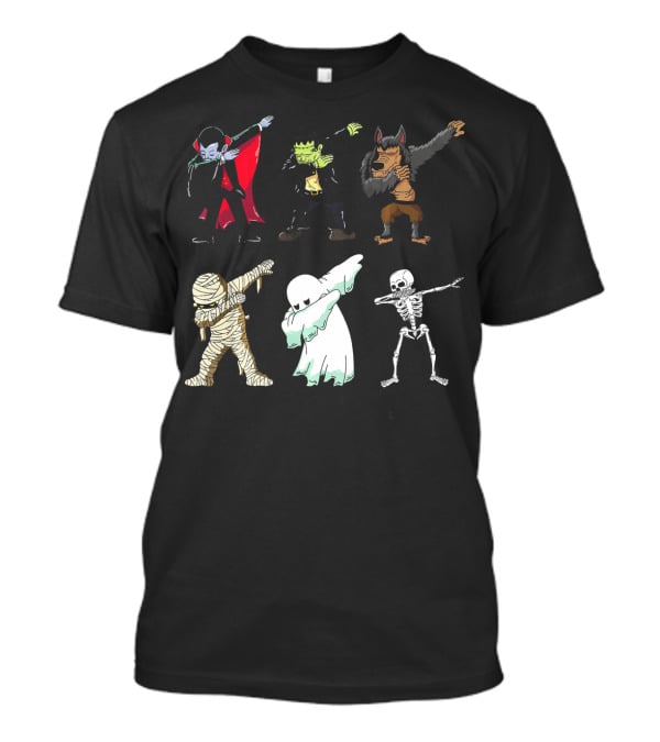 Dabbing Monsters Skeleton Mummy Dracula Frankenstein Werewolf Ghost T-Shirt