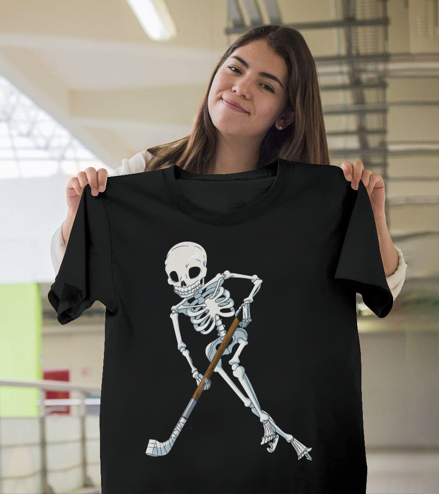 Skeleton Hockey Player Iconic Skating Pose T-Shirt