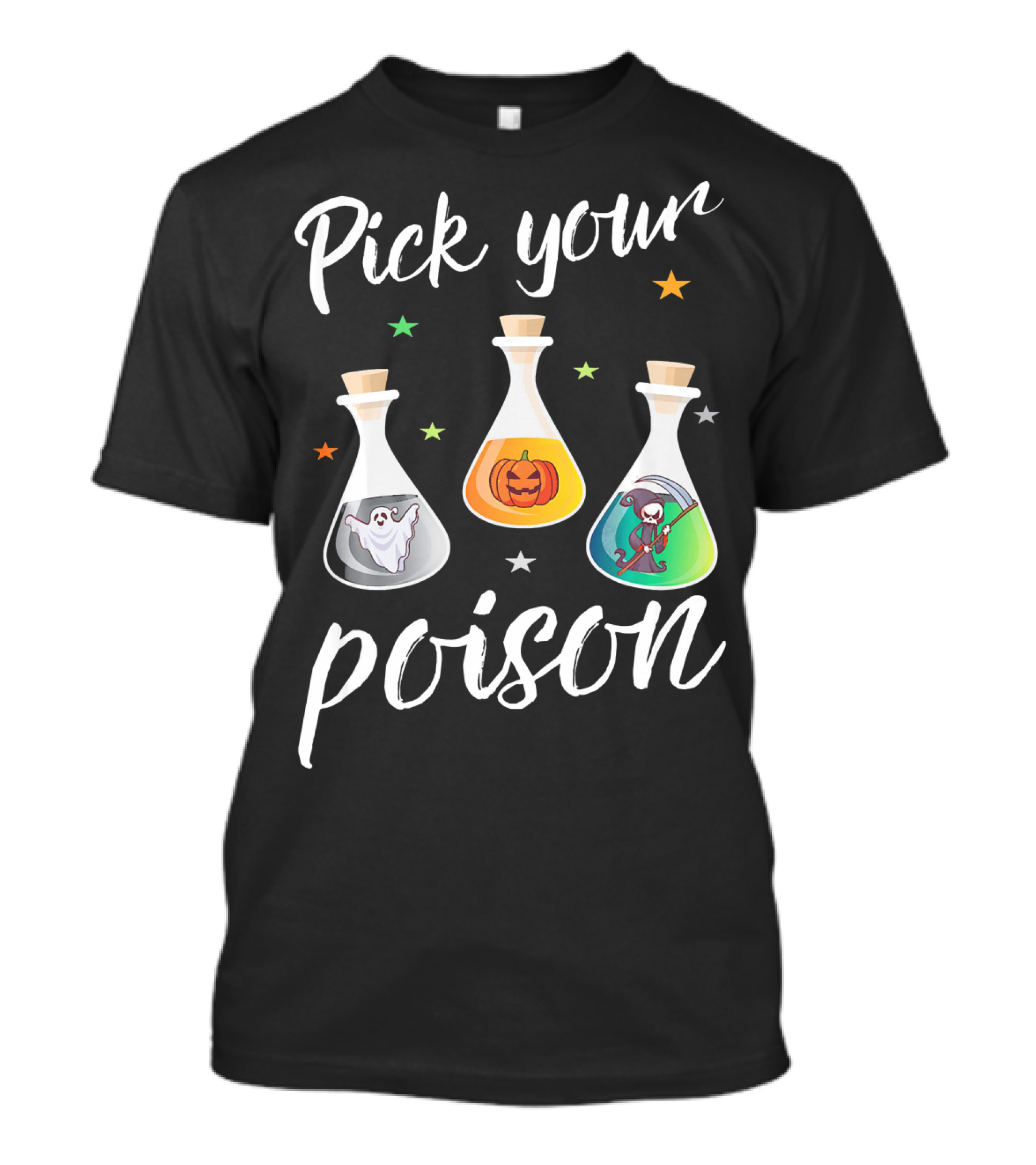 Pick Your Poison Ghost Pumpkin Grim Reaper Potions T-Shirt