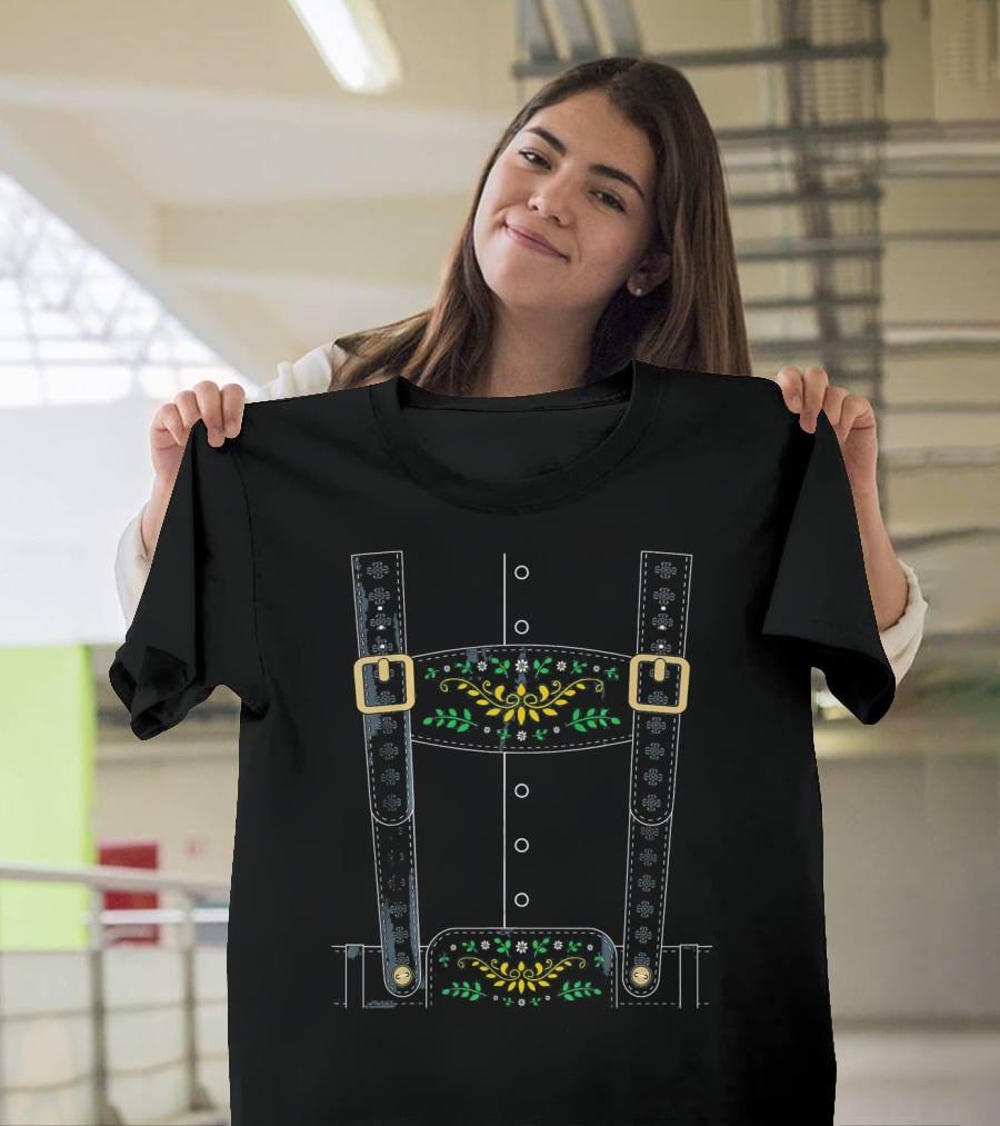 Lederhosen Oktoberfest Bavarian Floral Harness T-Shirt