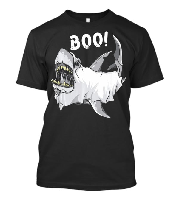 Shark Ghost Boo Funny Great White Shark Halloween T-Shirt