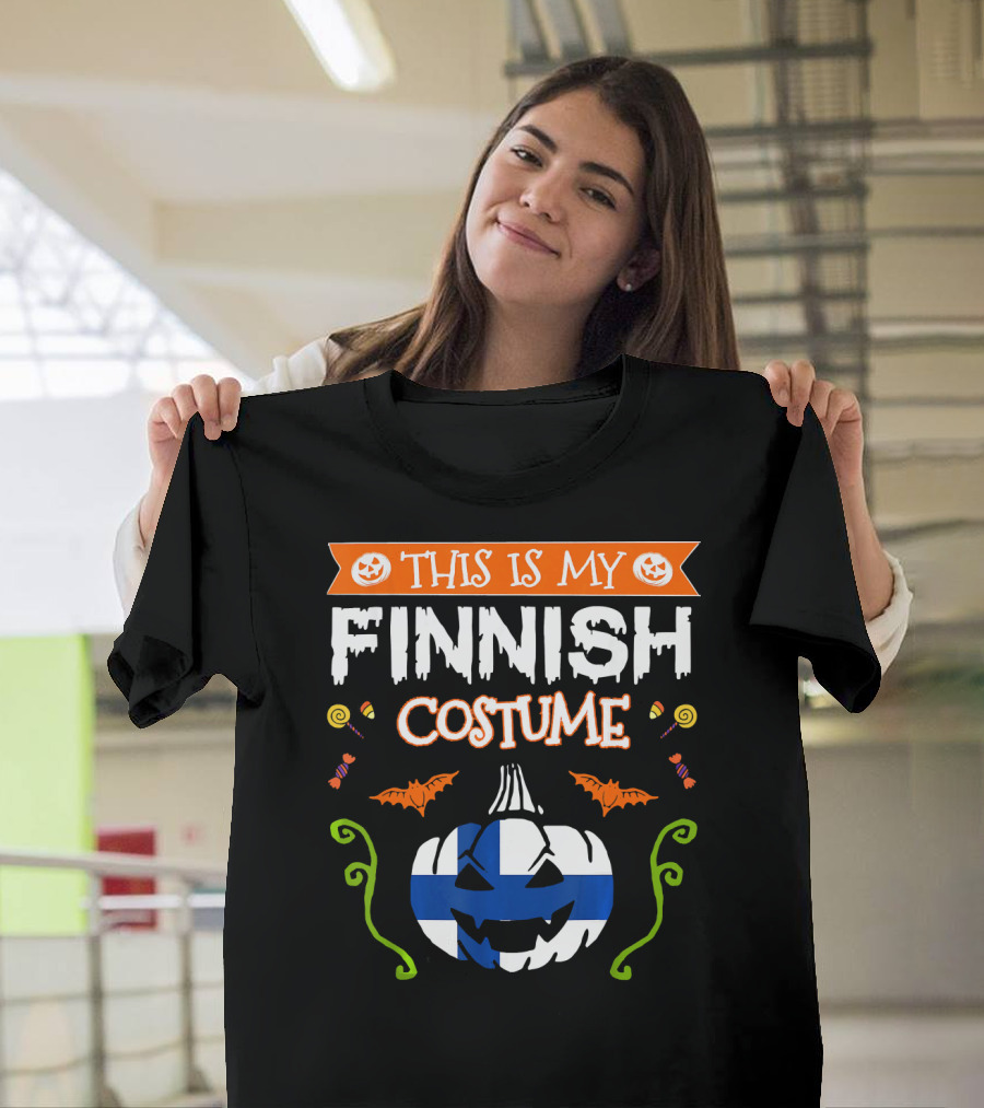 This Is My Finnish Costume Halloween Pumpkin With Finland Flag T-Shirt