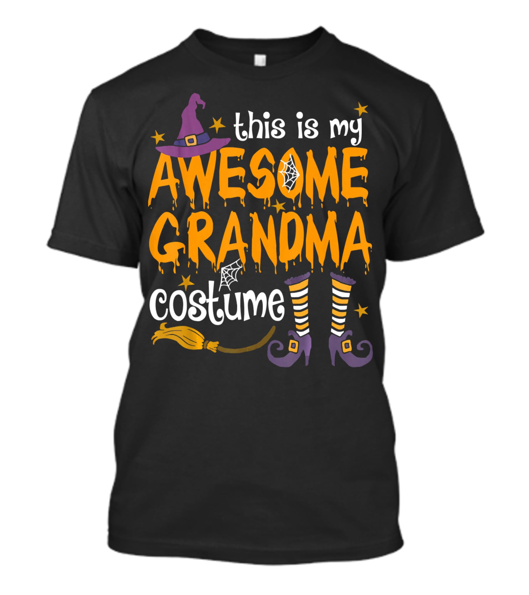 This Is My Awesome Grandma Costume Witch Hat Broomstick Halloween T-Shirt