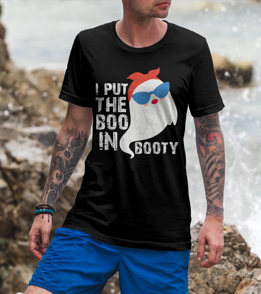 I Put The Boo In Booty Ghost With Sunglasses And Red Bandana T-Shirt