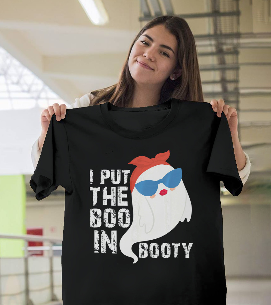 I Put the Boo in Booty Ghost with Sunglasses and Red Bandana T-Shirt