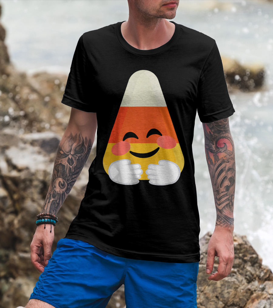 Candy Corn Emoji Hugs Embrace T-Shirt