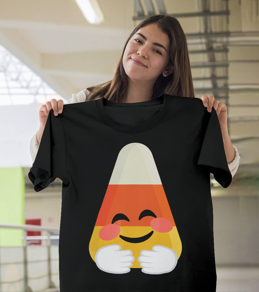 Candy Corn Emoji Hugs Embrace T-Shirt