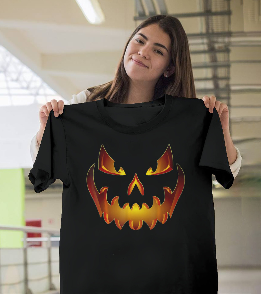 Spooky Halloween Scary Pumpkin Jack O Lantern Face T-Shirt