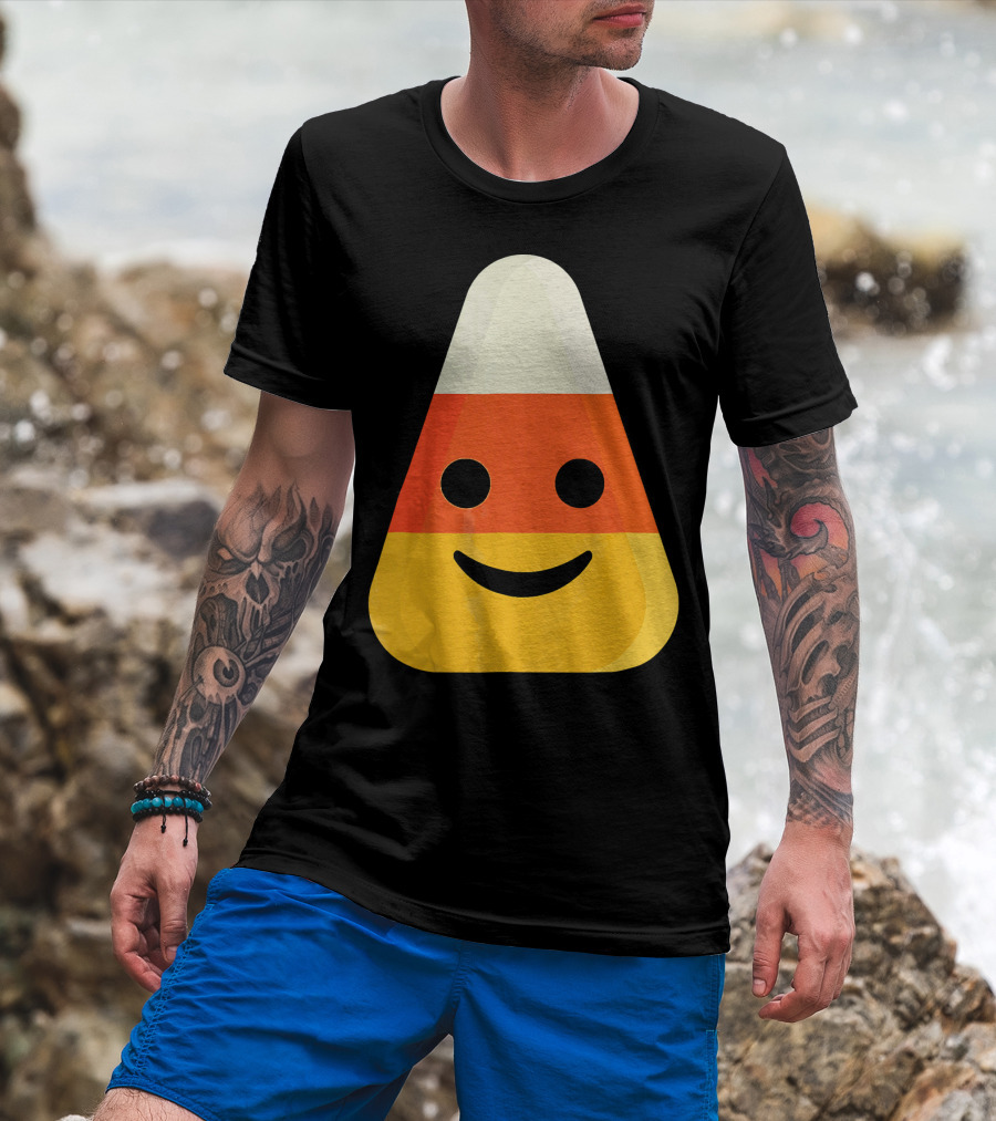 Candy Corn Smiling Emoji Face T-Shirt