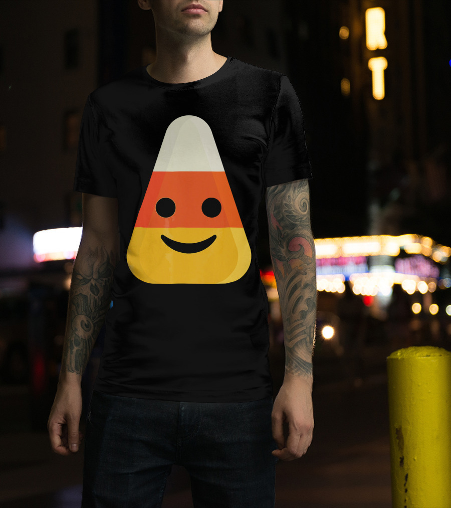 Candy Corn Smiling Emoji Face T-Shirt