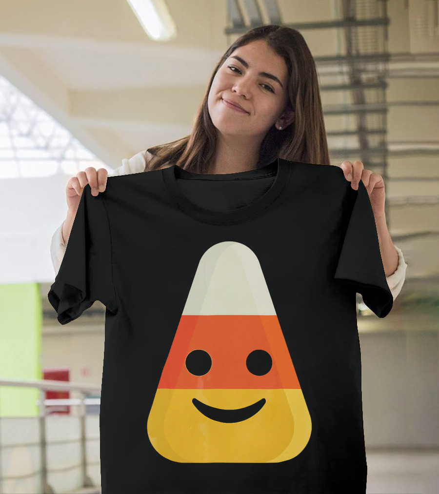Candy Corn Smiling Emoji Face T-Shirt