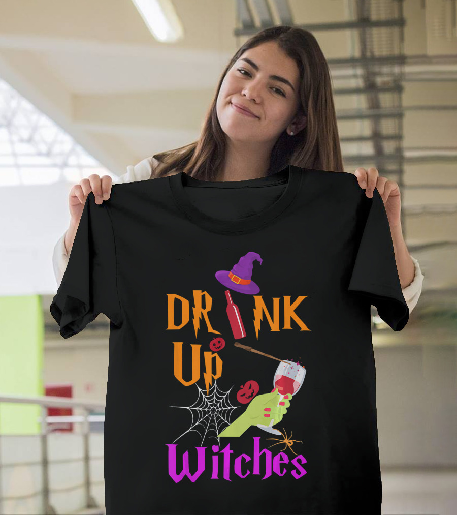 Drink Up Witches Halloween Costume Wine Dark Vibe T-Shirt