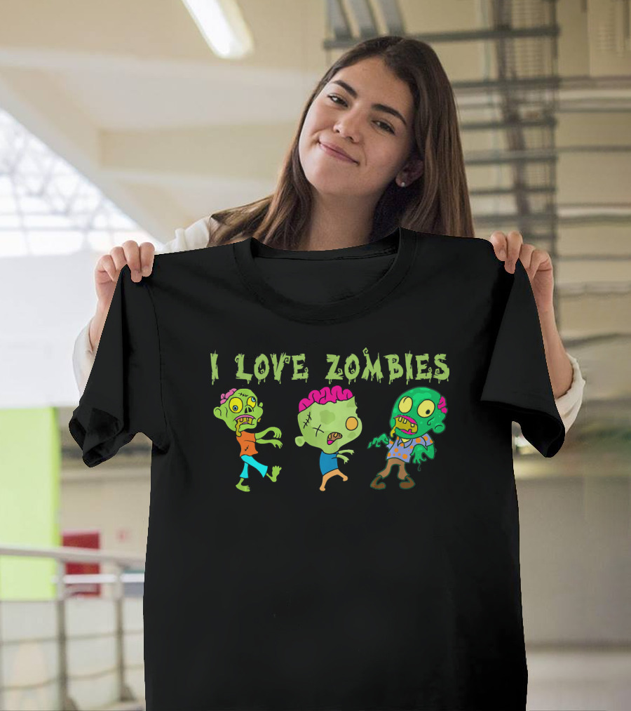 I Love Zombies Funny Zombie Cartoon Characters T-Shirt