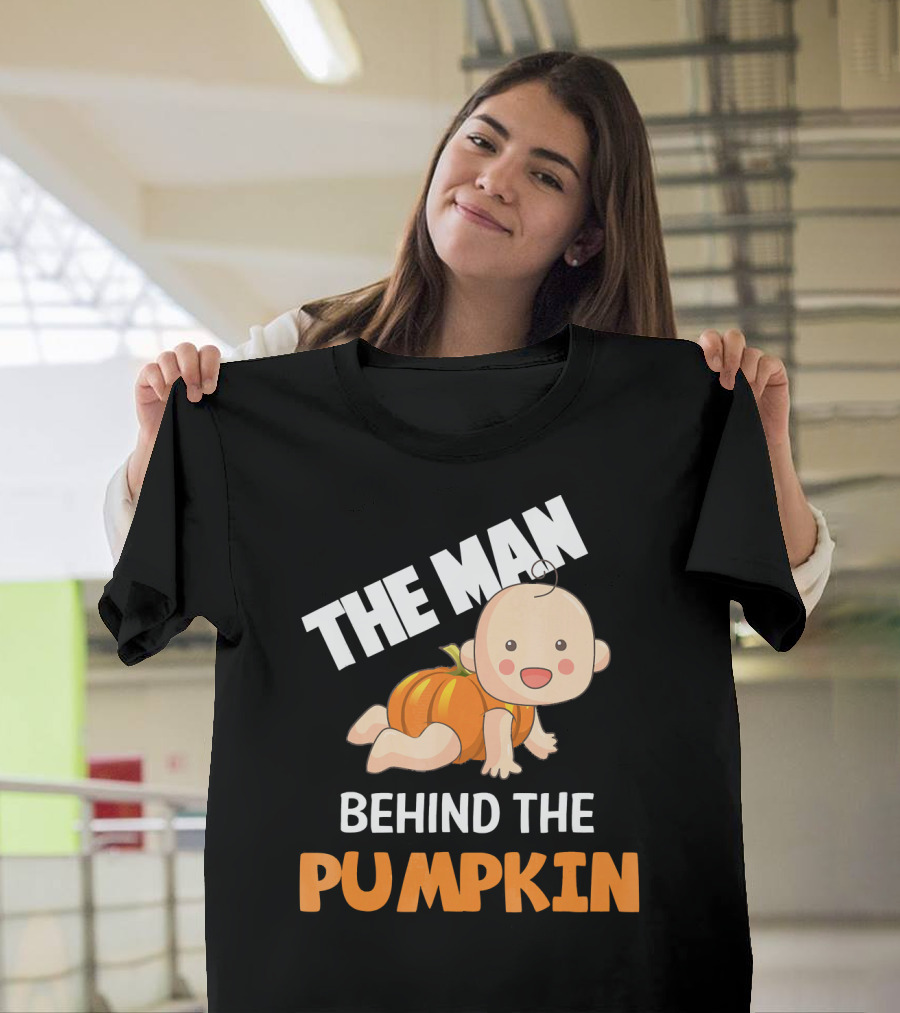 The Man Behind the Pumpkin Halloween Baby Costume Humor T-Shirt