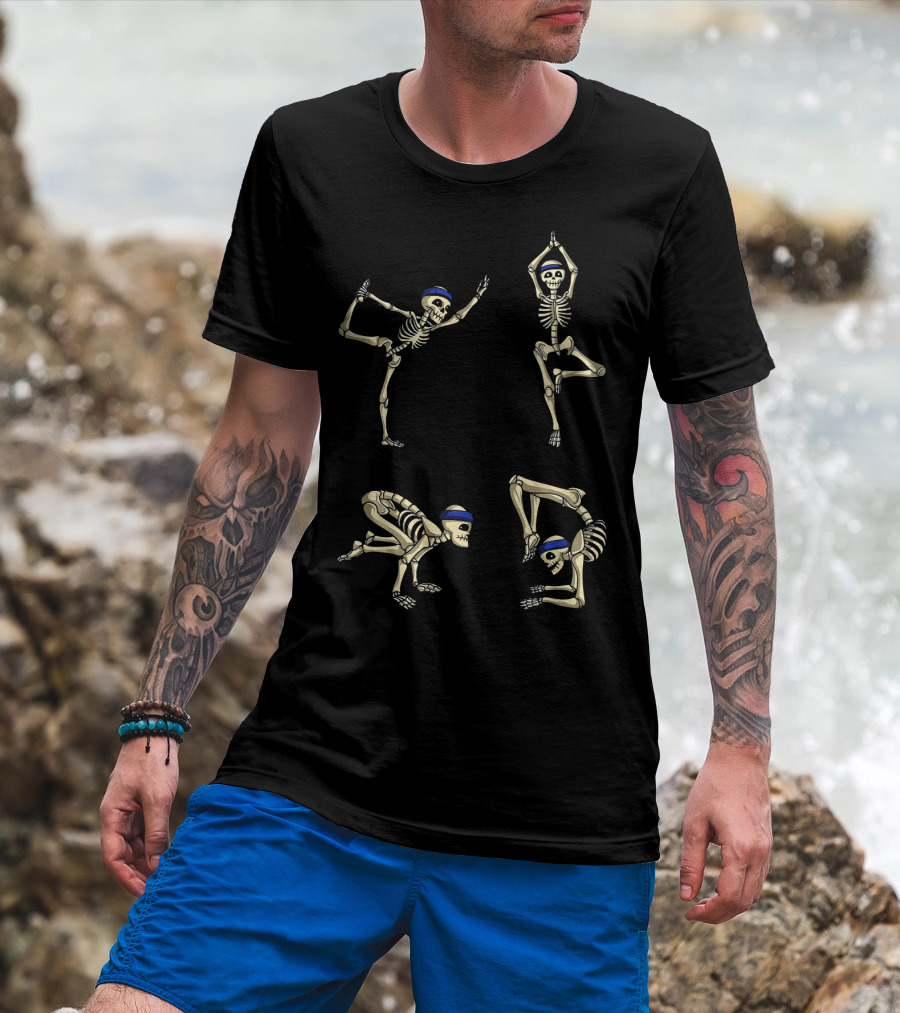Skeleton Yoga Poses For Halloween Celebrations T-Shirt