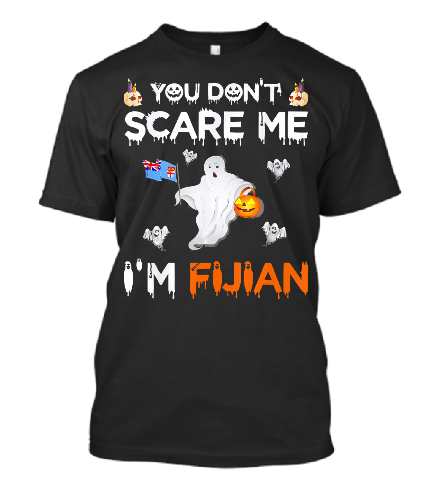 You Don’t Scare Me I’m Fijian Ghost With Fiji Flag And Halloween Pumpkin T-Shirt