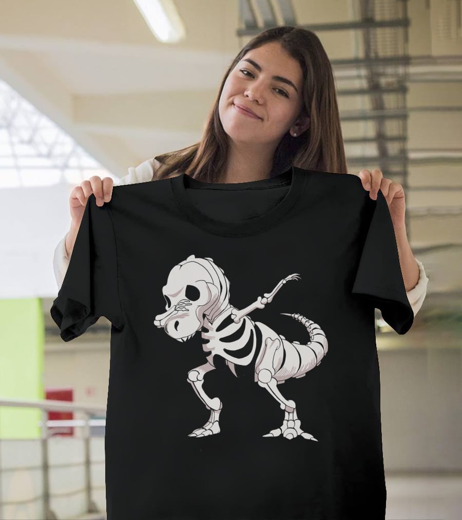 Funny Dabbing Dinosaur Skeleton T-Shirt