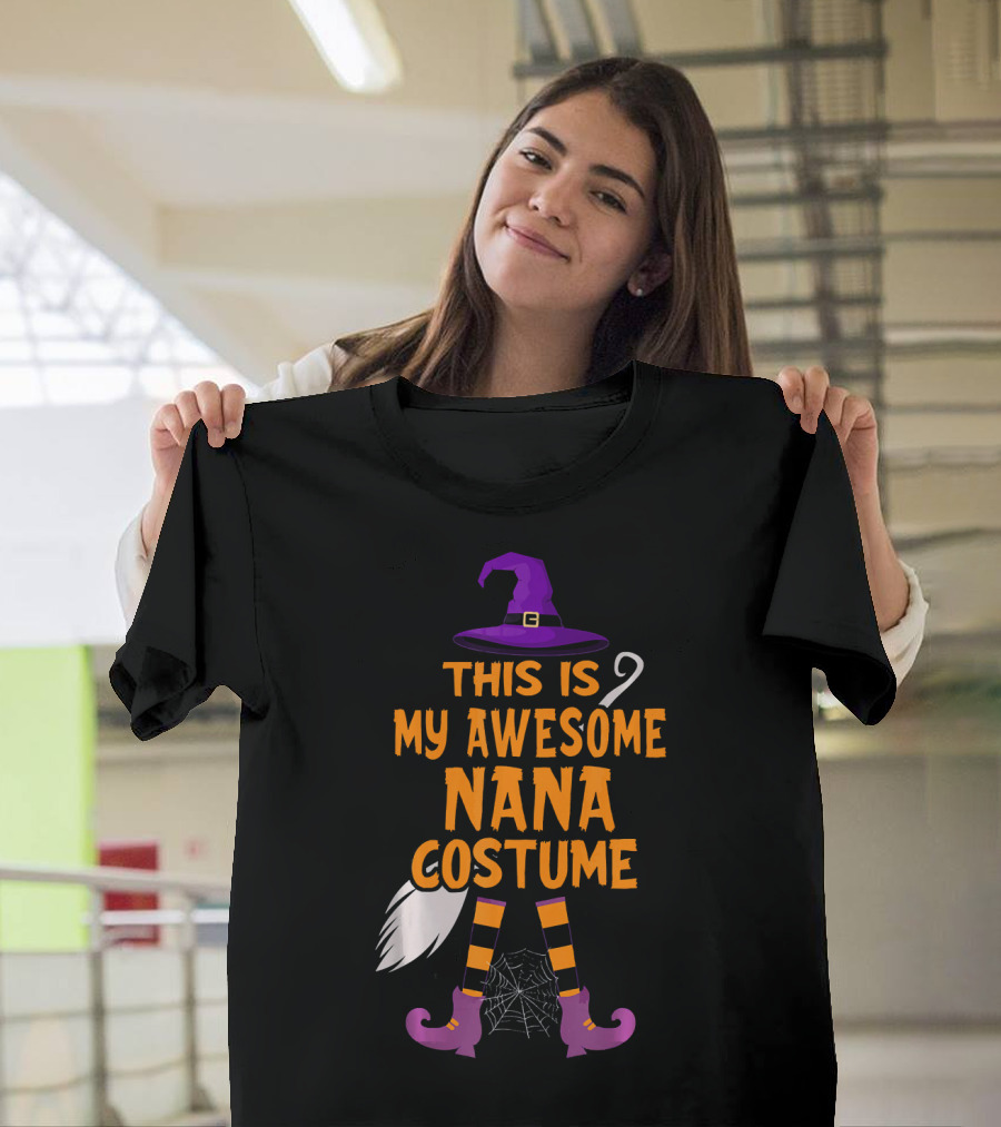 This Is My Awesome Nana Costume Witch Hat Broom Spider Web T-Shirt