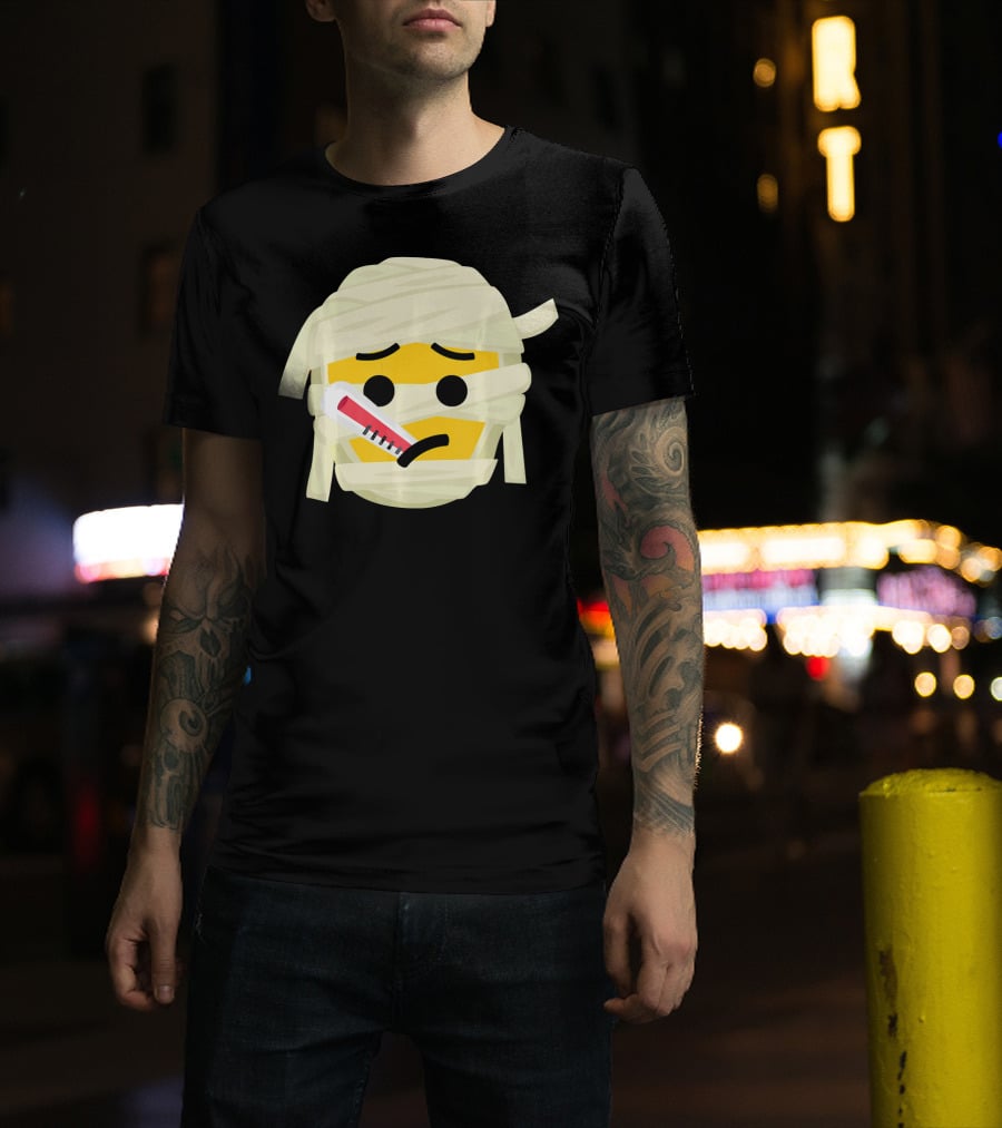Mummy Emoji Feeling Sick With Thermometer Fever Face T-Shirt