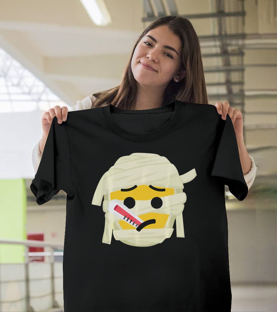 Mummy Emoji Feeling Sick With Thermometer Fever Face T-Shirt