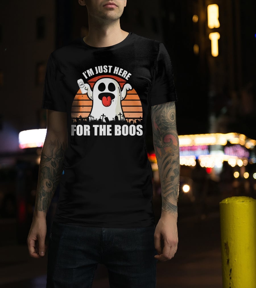 I'm Just Here For The Boos Ghost Halloween Pun Claws T-Shirt