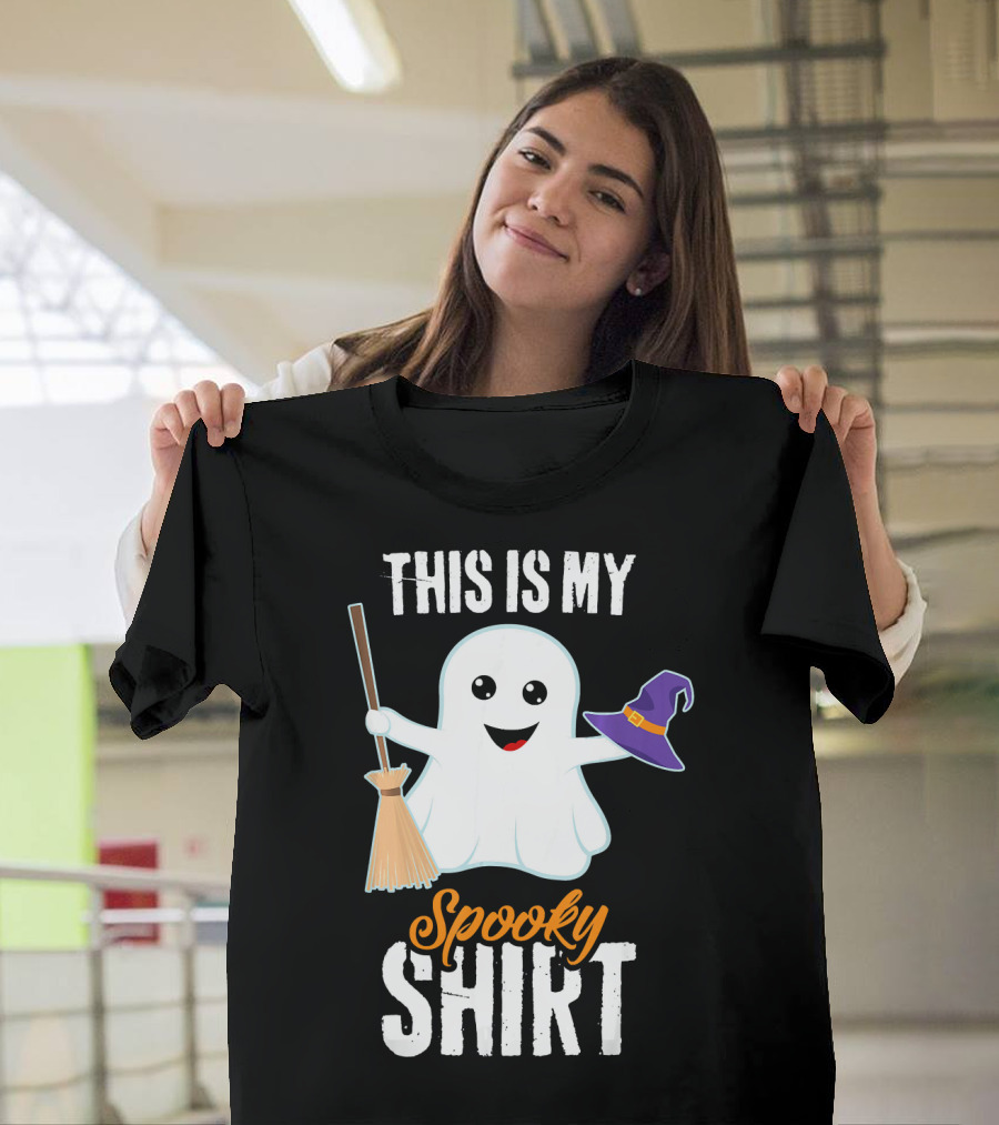This Is My Spooky Ghost with Witch Hat and Broom T-Shirt
