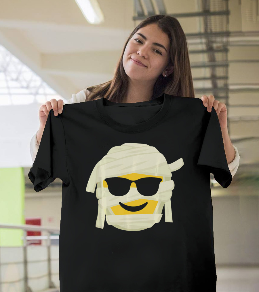 Mummy Emoji Wrapped in Bandages with Cool Shades T-Shirt