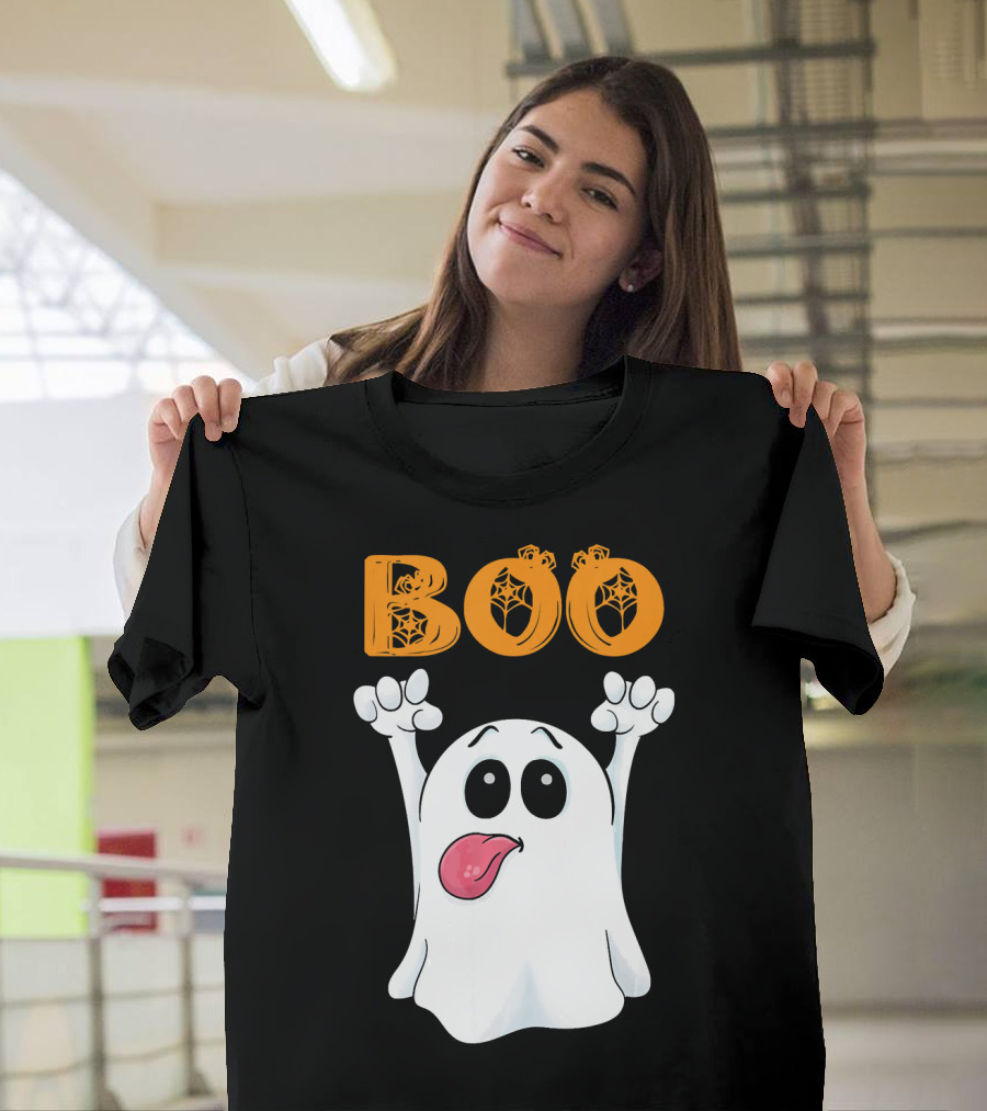 Boo Silly Ghost with Pumpkin Lettering T-Shirt