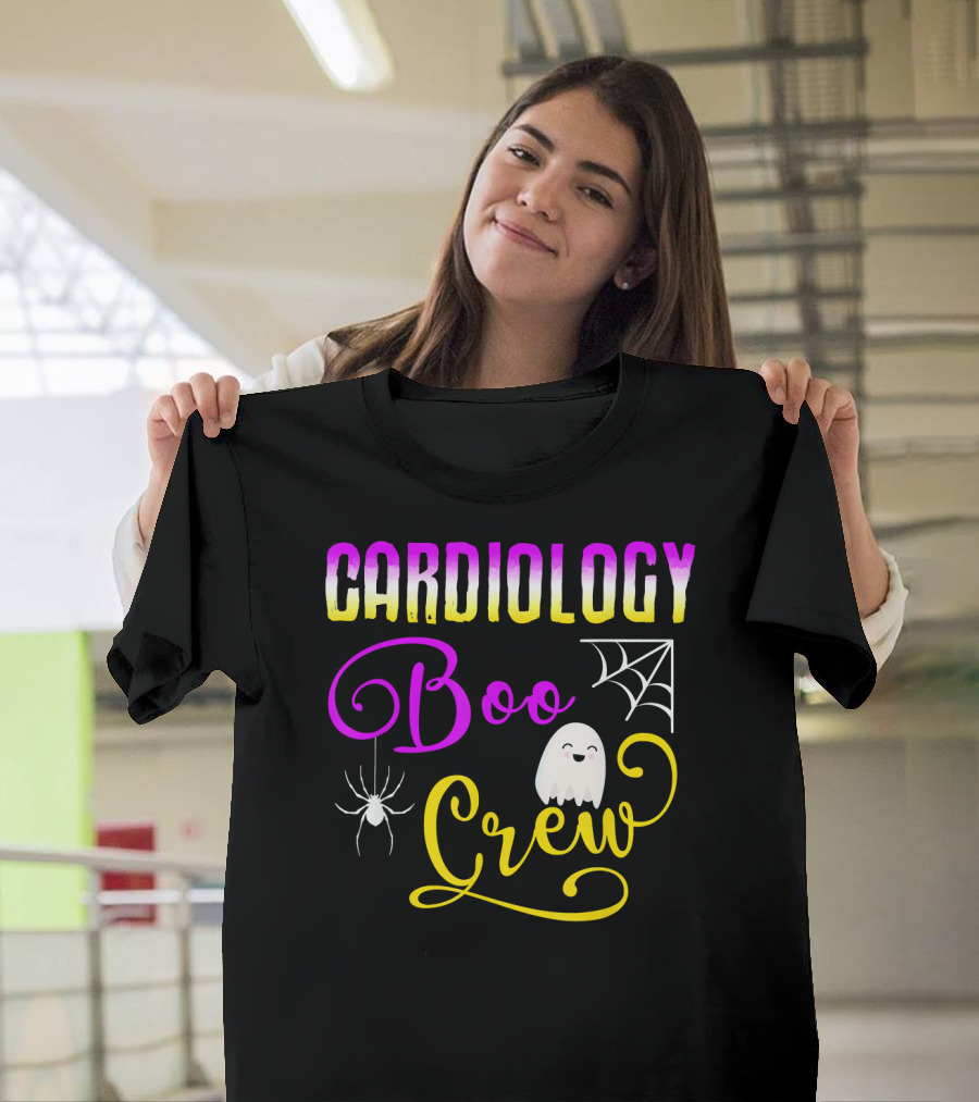 Cardiology Boo Crew Halloween Ghost Spider Web T-Shirt