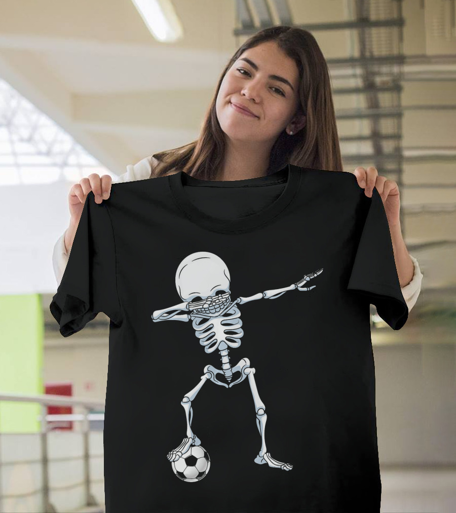 Dabbing Skeleton With Soccer Ball T-Shirt
