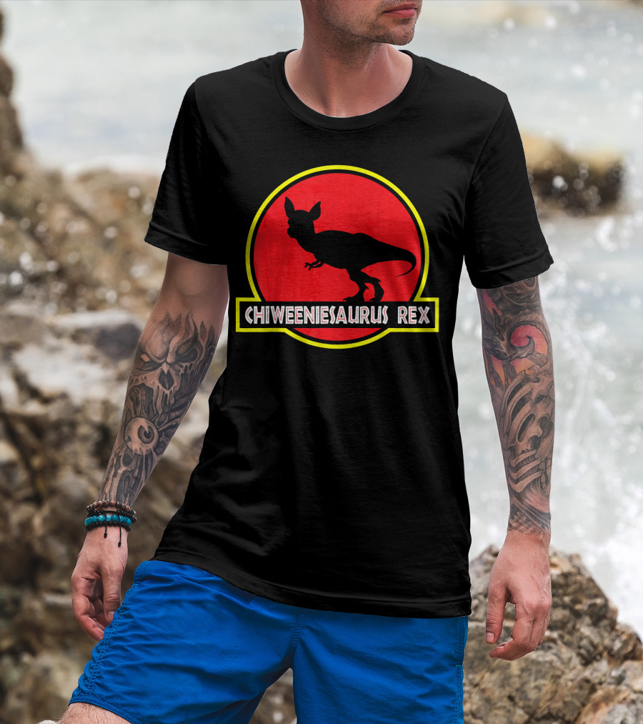 Chiweeniesaurus Rex Funny Chiweenie Jurassic Park T-Shirt