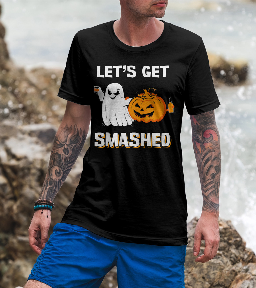 Let's Get Smashed Ghost Pumpkin Drinking T-Shirt