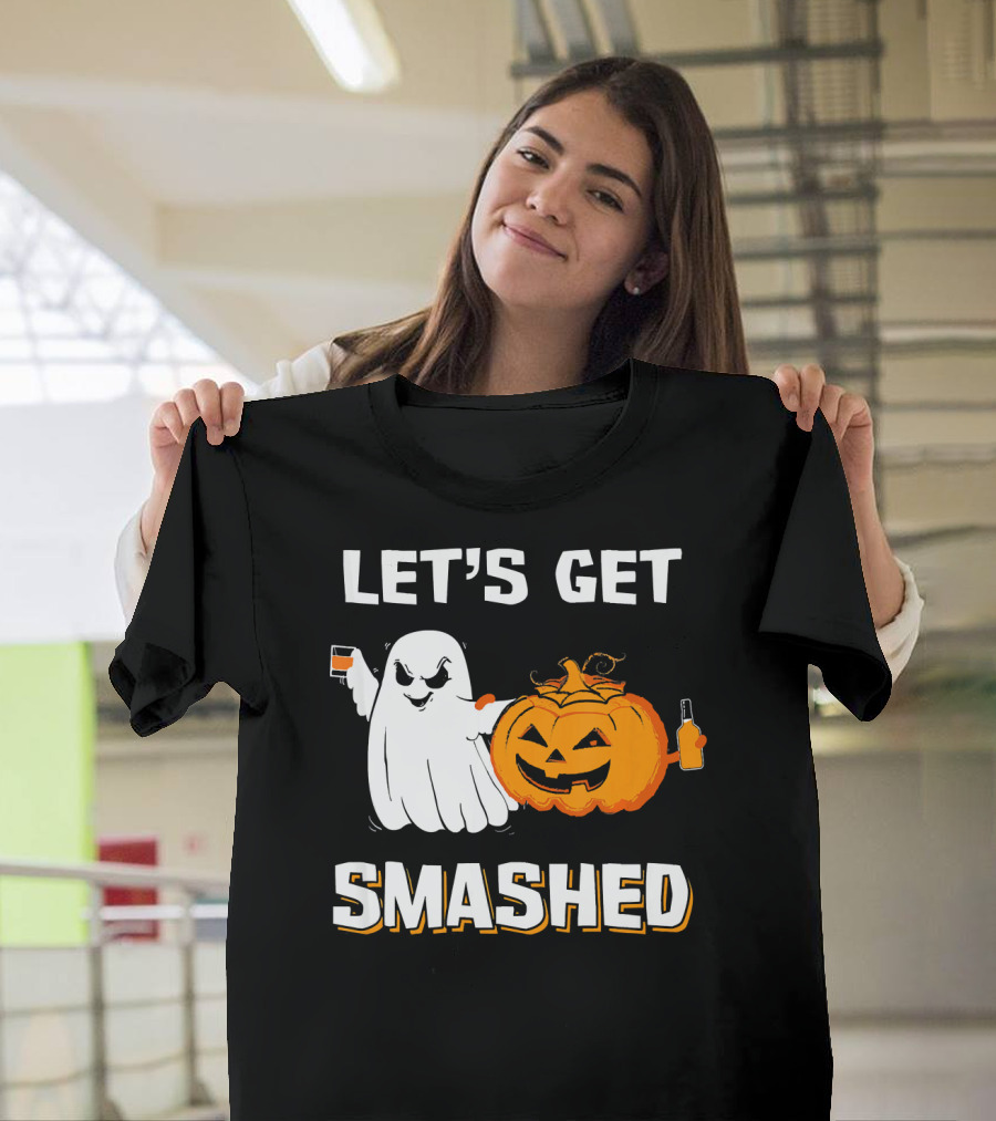 Let's Get Smashed Ghost Pumpkin Drinking T-Shirt