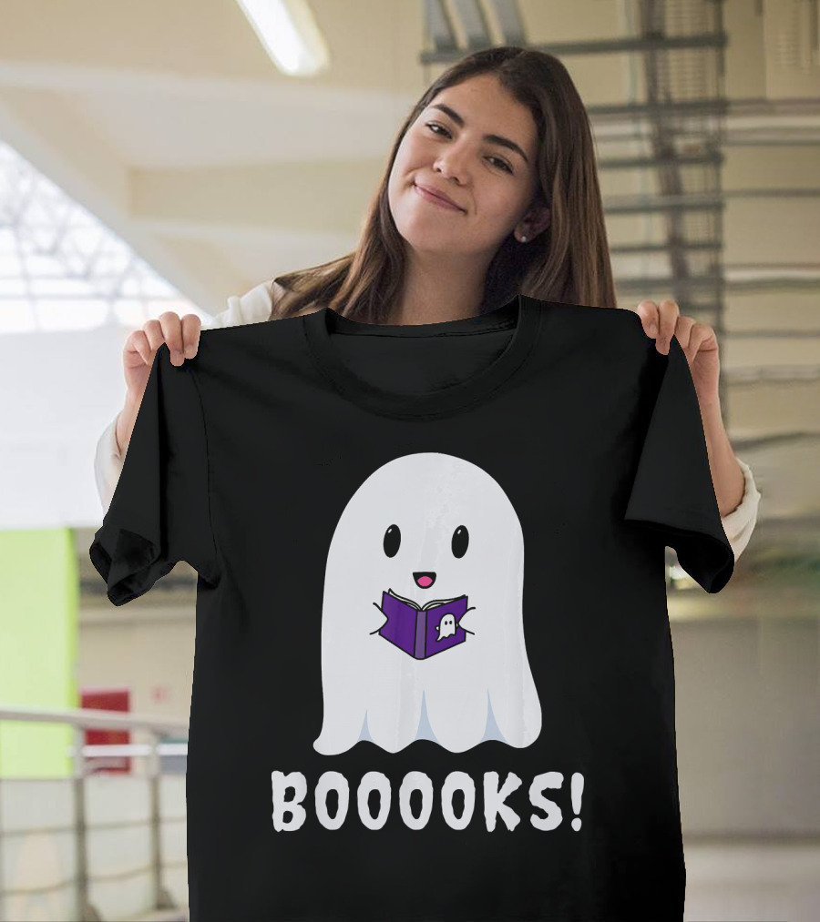 Booooks Ghost Halloween Reading Library T-Shirt