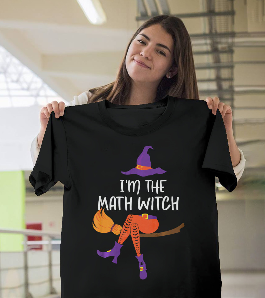 I'm The Math Witch: Purple Hat And Broomstick Rider T-Shirt