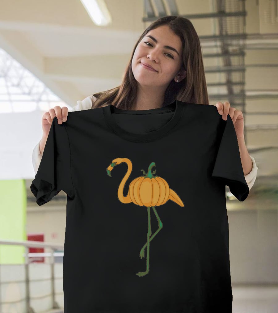 Flamingoween Cool Halloween Flamingo Pumpkin Fusion T-Shirt