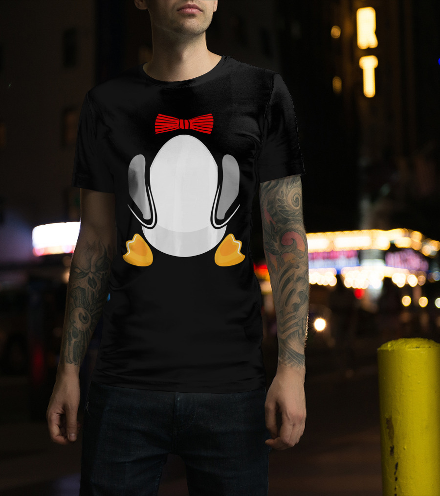 Funny Penguin Kids Halloween Costume Bowtie Feet T-Shirt