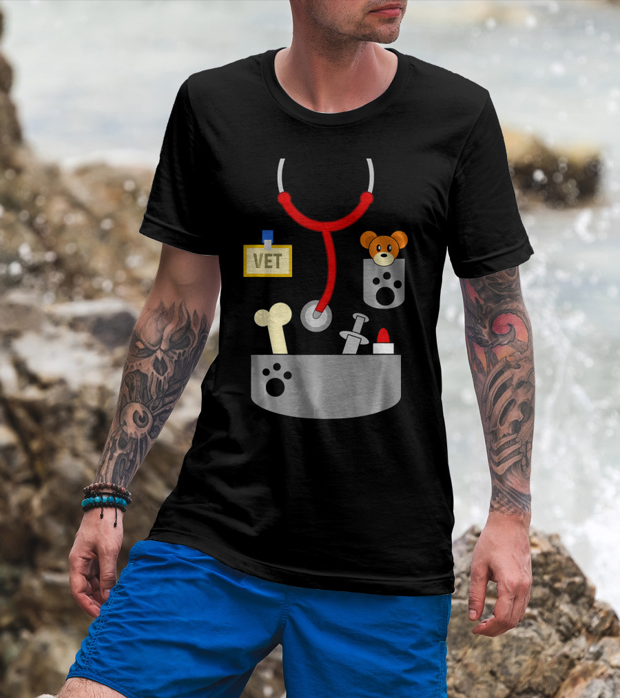 Halloween Vet Costume With Stethoscope And Plush Bear T-Shirt