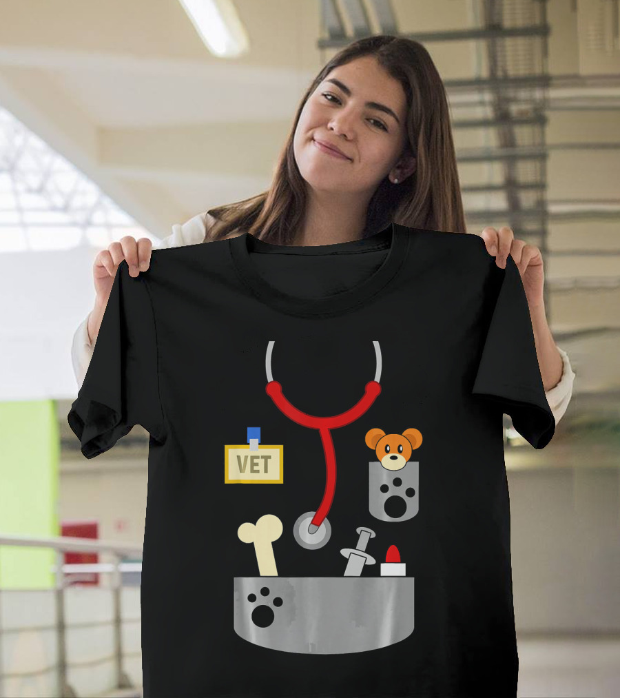 Halloween Vet Costume With Stethoscope And Plush Bear T-Shirt