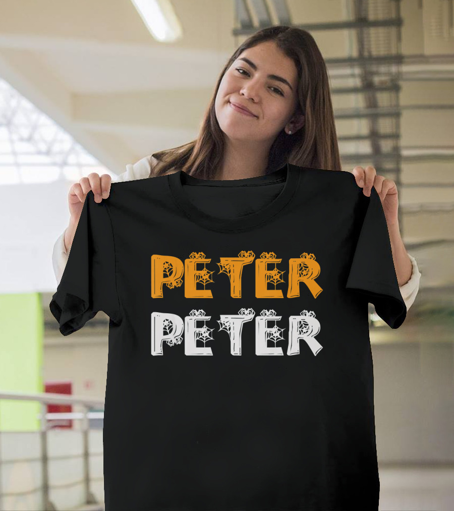 Peter Peter Pumpkin Halloween Eater Spiderweb Letters T-Shirt