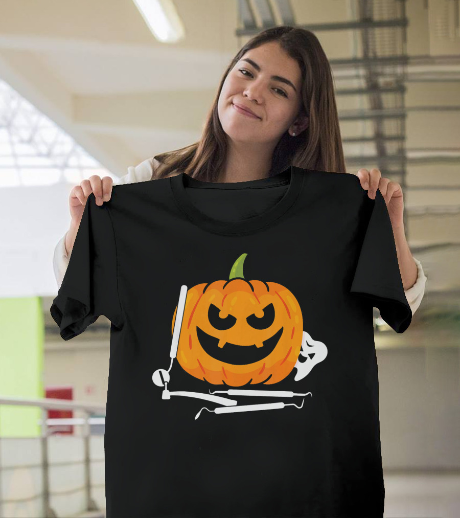 Funny Halloween Pumpkin Dentist T-Shirt
