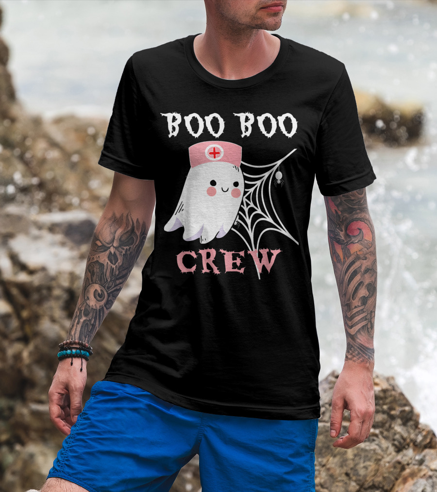 Boo Boo Crew Nurse Ghost With Web And Spider T-Shirt