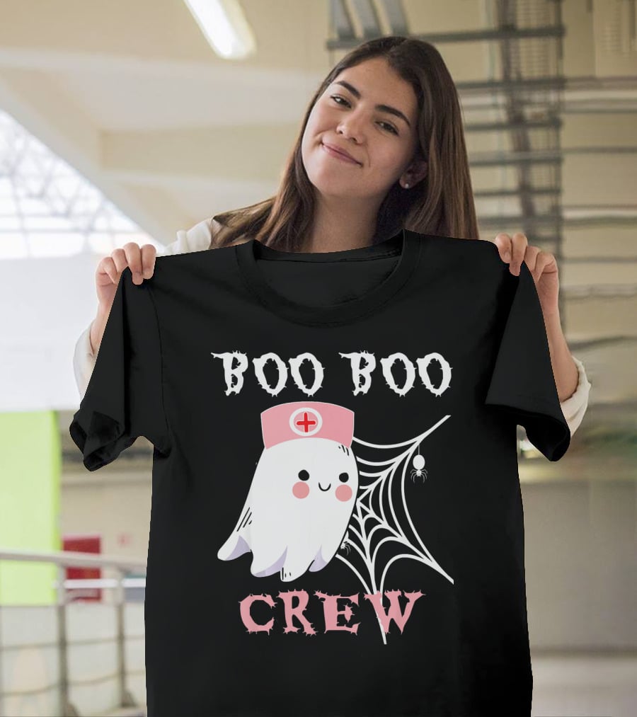 Boo Boo Crew Nurse Ghost With Web And Spider T-Shirt