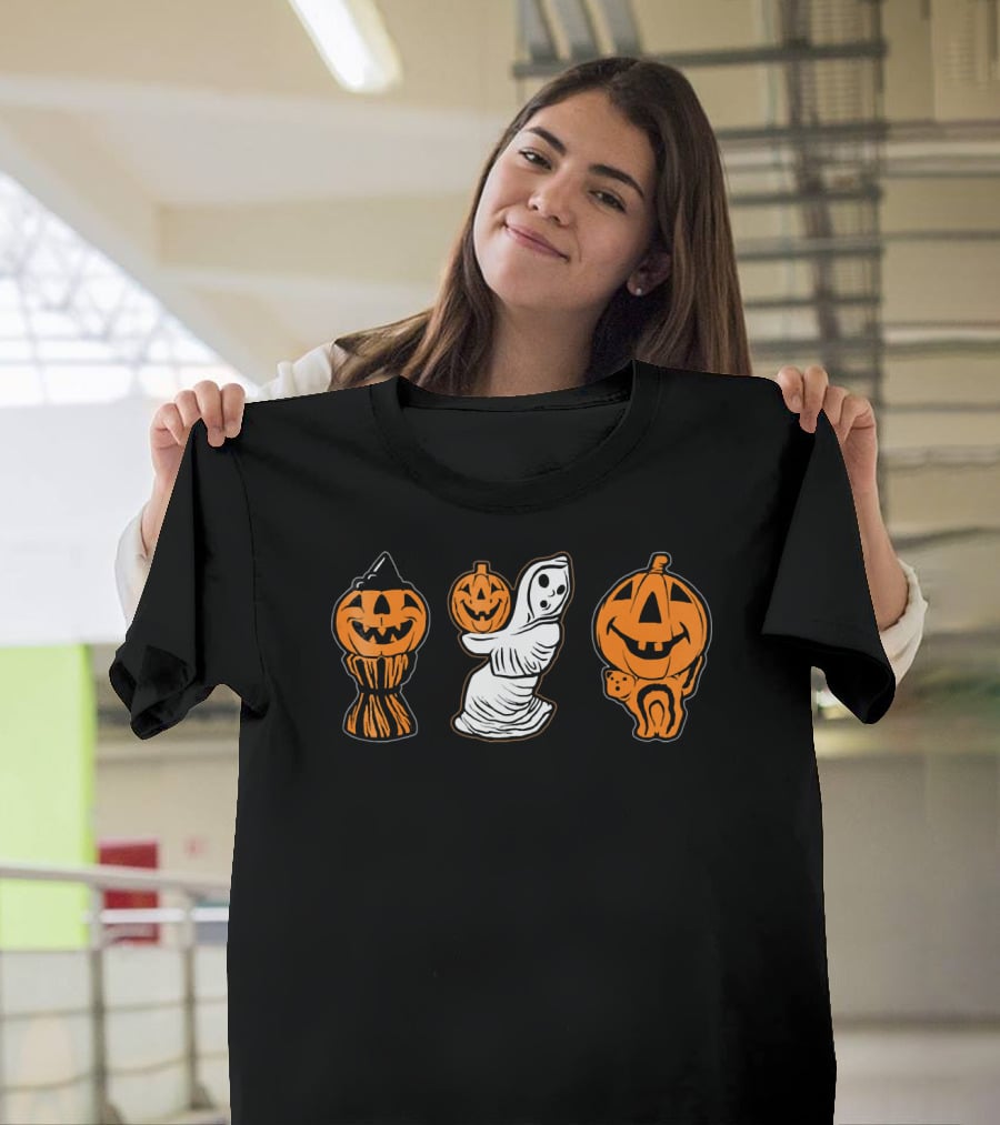 Vintage Halloween Blow Molds Pumpkin Ghost Trio T-Shirt