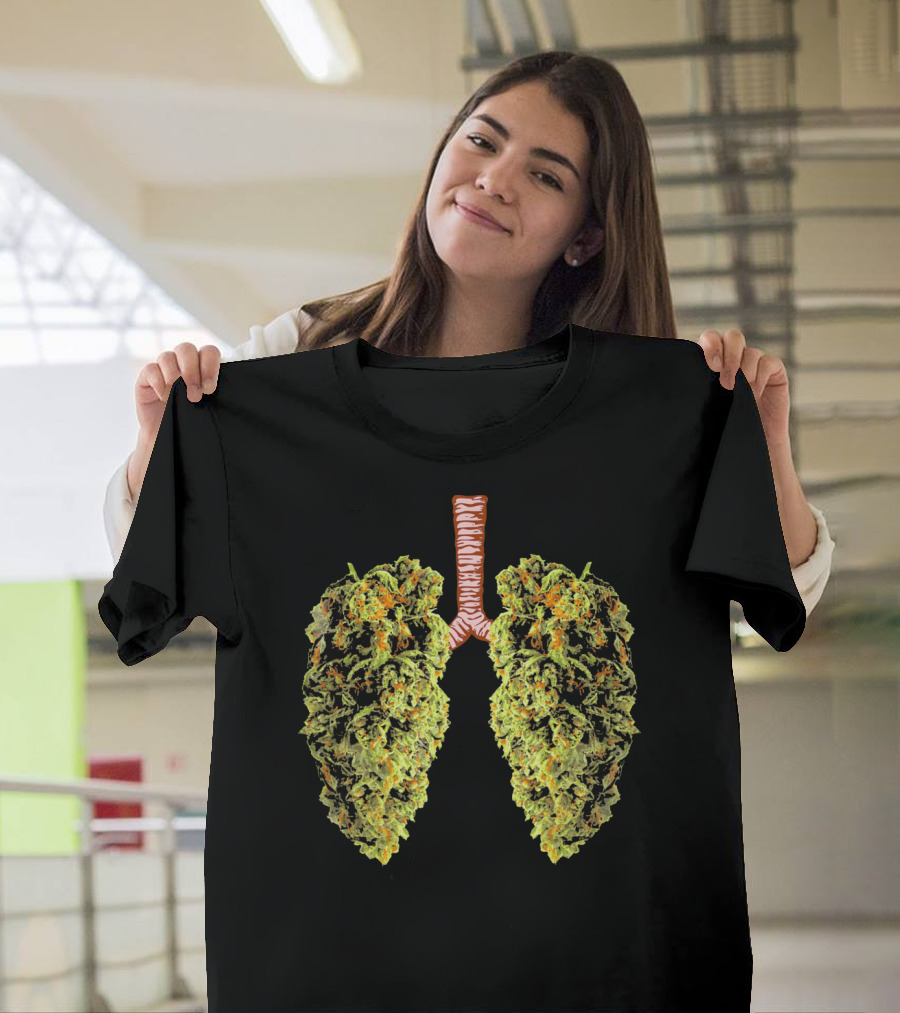 Funny Marijuana Bud Shaped Like Human Lungs T-Shirt