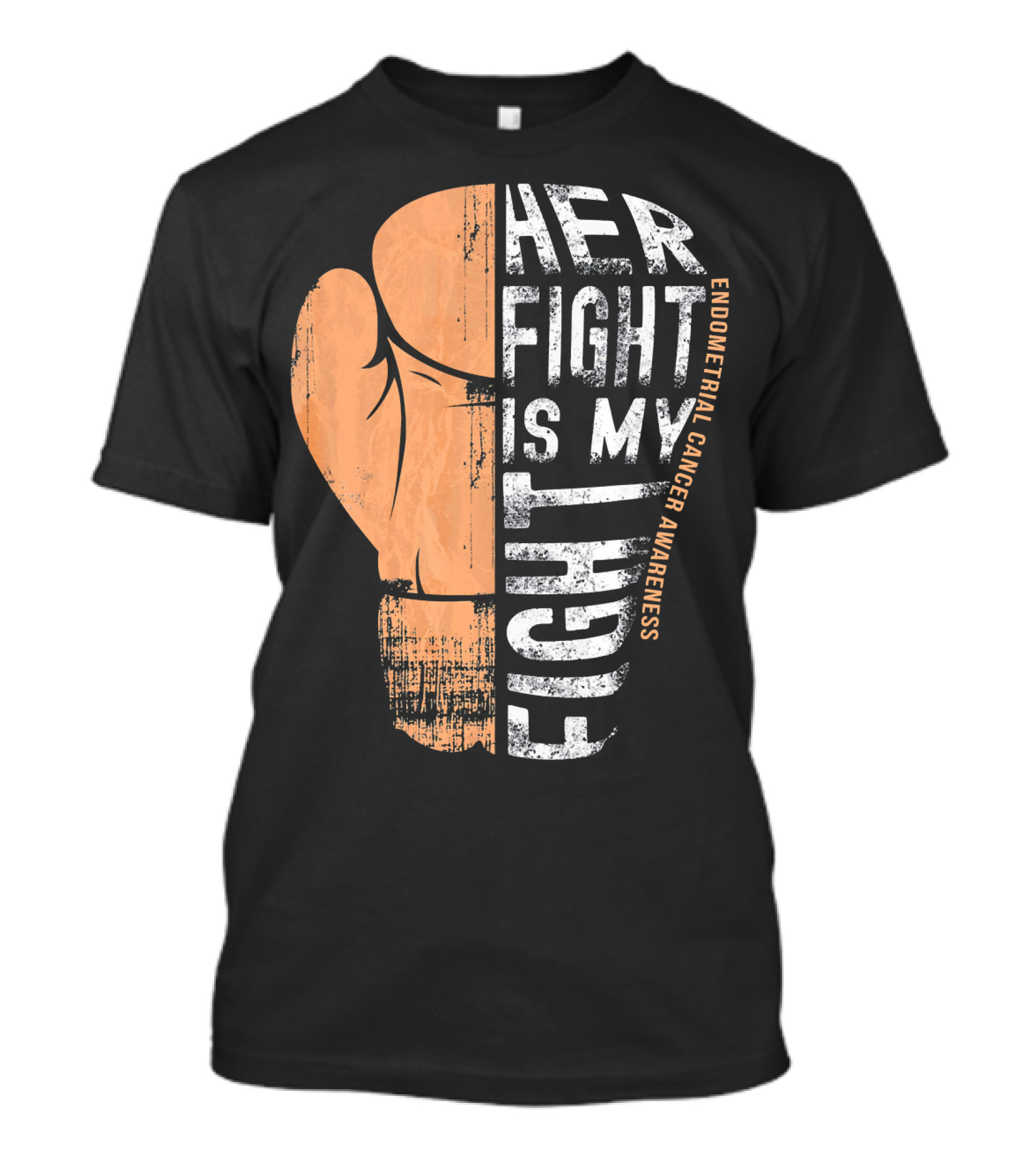 Endometrial Cancer Awareness Her Fight Is My Fight Boxing Glove T-Shirt